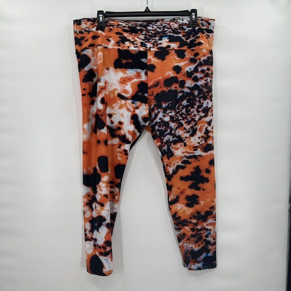 Agstract Apparel Leggings Womens 3X Orange Tie Dye Athletic Stretch Capri Fitted - Picture 2 of 8
